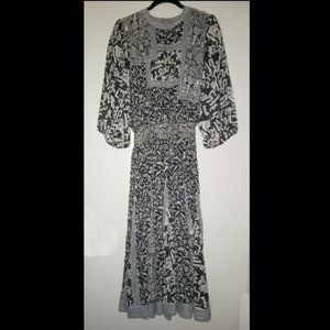 Vintage Diane Freis B/W Georgette Gored Dress L XL